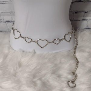 Heart Link Fashion Belt Silver Tone 42 Inch